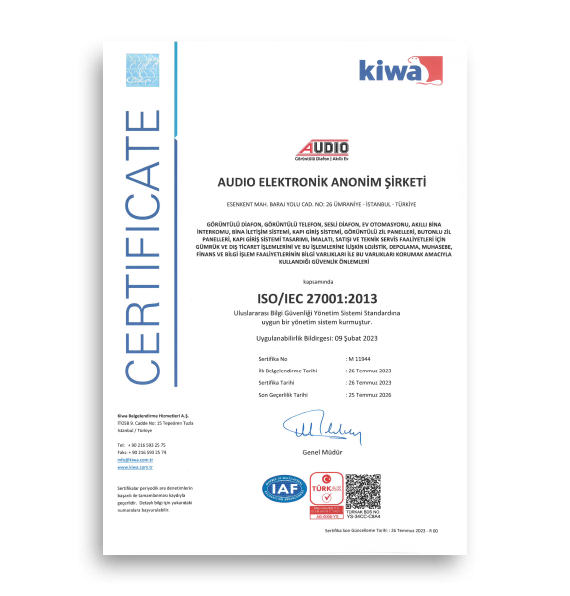 Kiwa EN ISO IEC 27001 2013 Sertifika TR