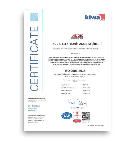 Kiwa TR 9001 2015 Sertifika EN