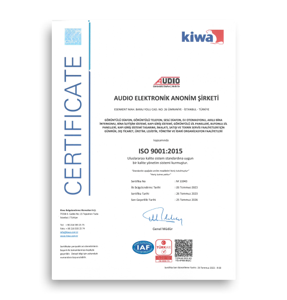 Kiwa TR 9001 2015 Sertifika TR